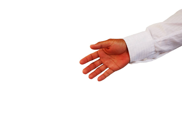 kéz üzletember kinyújtja kezét kezet elszigetelt fehér háttér - Fotó, kép
