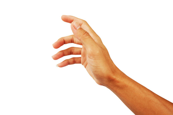 ukázat ruku muže v uchopit gesto izolované na bílém pozadí - Fotografie, Obrázek