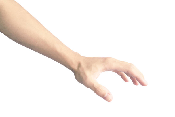 kéz az ember nyúl le, hogy elszigetelt fehér háttér - Fotó, kép
