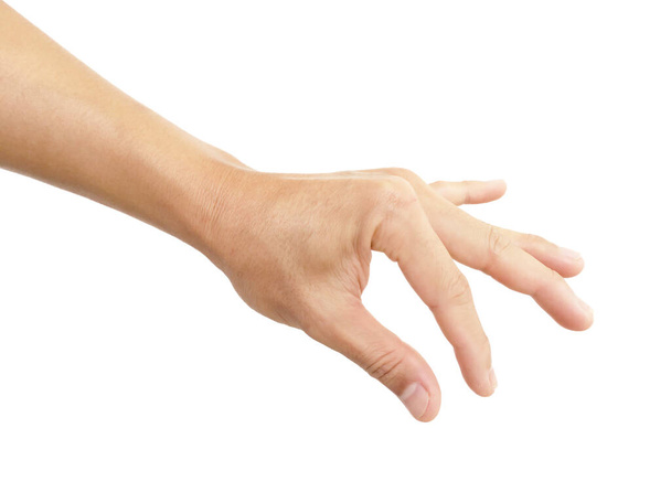 показувати руку людини в жестах для показу символ ізольований на білому тлі
 - Фото, зображення