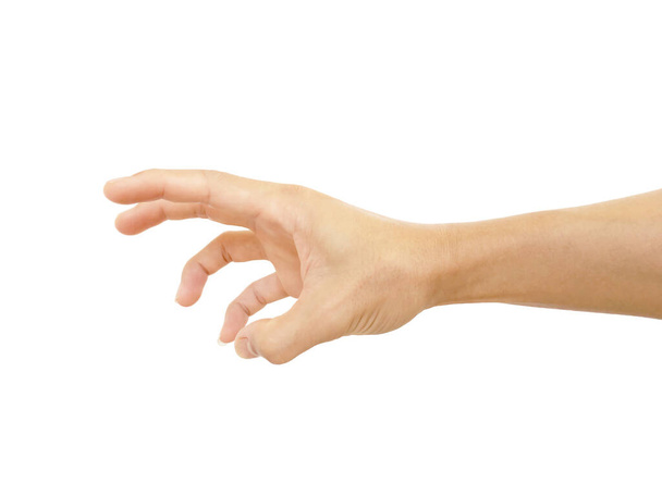 main de près de l'homme asiatique dans les gestes au spectacle est geste symbole isolé sur fond blanc - Photo, image