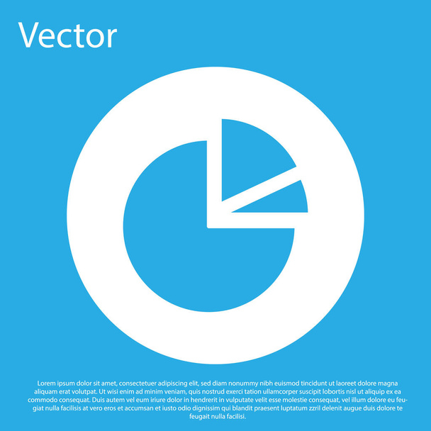 Blue Pie chart infographic icoon geïsoleerd op blauwe achtergrond. Grafiekteken. Witte cirkel knop. Vector Illustratie. - Vector, afbeelding