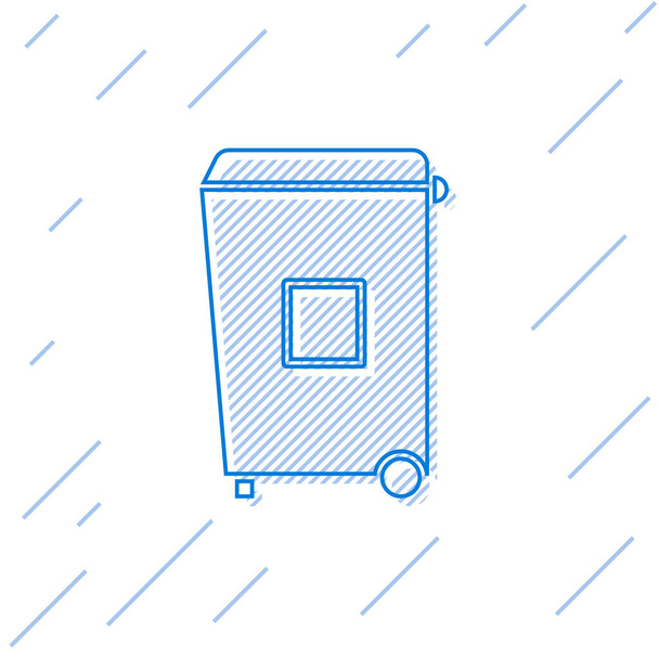 Blue line Trash can icon isolated on white background. Garbage bin sign. Recycle basket icon. Office trash icon.  Vector Illustration. - Vector, Image