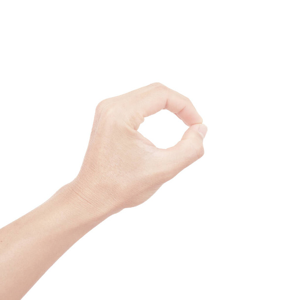 mão de homem asiático em gestos isolados no fundo branco
 - Foto, Imagem