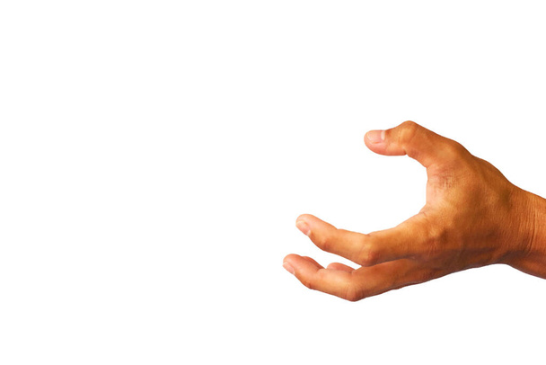 gesto mão é mostrar agarrar algo isolado no fundo branco
 - Foto, Imagem