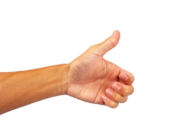 pouce de l'homme tendre la main pour Finger scan isolé sur fond blanc - Photo, image