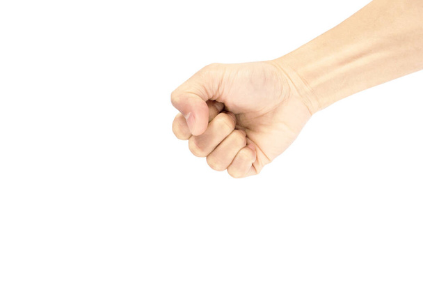 hand gebaar van de mens is hit smash geïsoleerd op witte achtergrond - Foto, afbeelding