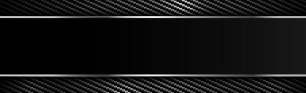 Textura panorámica de fibra de carbono negra y gris - ilustración - Vector, Imagen