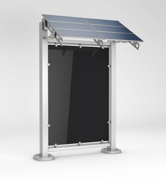 Panneau vertical vierge avec panneau solaire, chemin de coupe inclus, rendu 3d - Photo, image