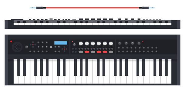 Clavier électronique synthétiseur d'instrument de musique Icône vectorielle de musicien plat illustration isolée. - Vecteur, image