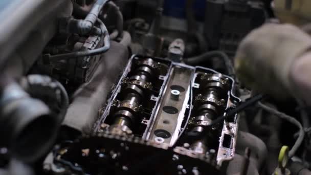 Mechanik samochodowy pracujący w centrum serwisowym - Materiał filmowy, wideo