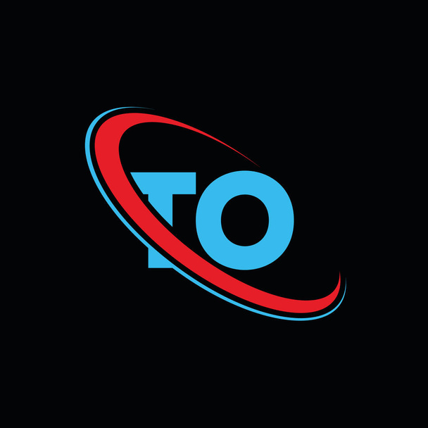 TO T O diseño del logotipo de la letra. Letra inicial TO círculo enlazado en mayúsculas logotipo monograma rojo y azul. Logotipo TO, diseño T O. a, t o - Foto, imagen