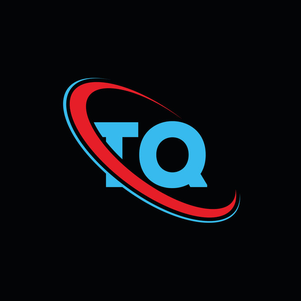 Дизайн логотипа TQ T Q. Первоначальная буква TQ связала прописную монограмму круга красным и синим цветом. Логотип TQ, дизайн TQ. tq t q - Фото, изображение