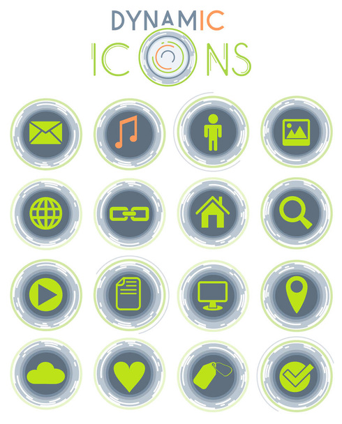 Vektorové ikony sociálních médií na bílém pozadí s dynamickými liniemi pro animaci pro design webového a uživatelského rozhraní - Vektor, obrázek