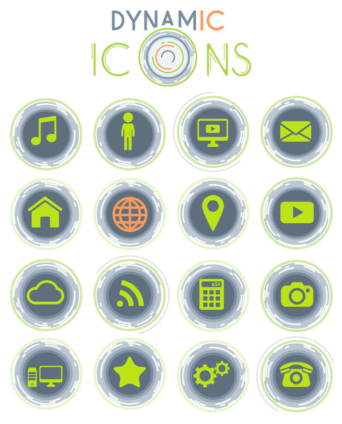 Social-Media-Vektorsymbole auf weißem Hintergrund mit dynamischen Linien zur Animation für Web- und User-Interface-Design - Vektor, Bild