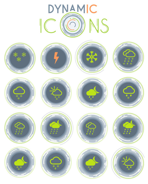 Wettervektorsymbole auf weißem Hintergrund mit dynamischen Linien zur Animation für Web- und User-Interface-Design - Vektor, Bild