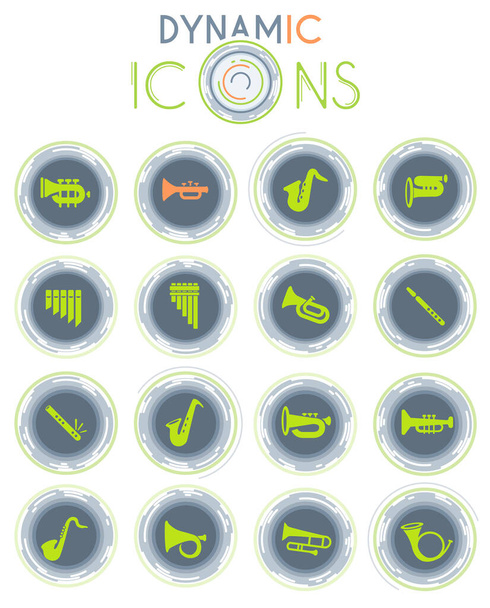 ícones web de instrumentos de sopro para design de interface de usuário - Vetor, Imagem