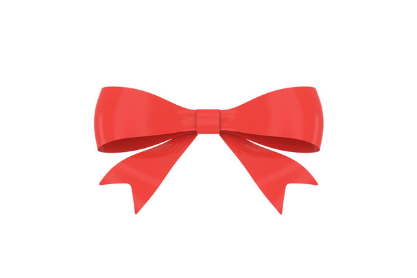 Red bow-knot with white background, 3d rendering. Computer digital drawing. - Photo, Image