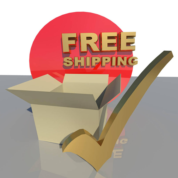 free shipping tick parcel box background - 3d rendering - Photo, Image