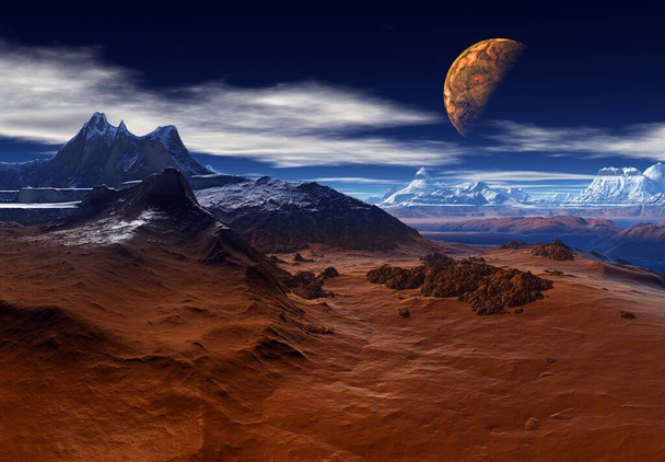 3D Renderelt Fantasy Alien Landscape - 3D illusztráció - Fotó, kép