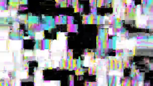 Astratto sfondo artefatti digitali, strisce geometriche, pixel, modelli con riflessi arcobaleno, colori 3d di tendenza opalescente, 4k, bug del computer, geek metraggio astratto - Filmati, video
