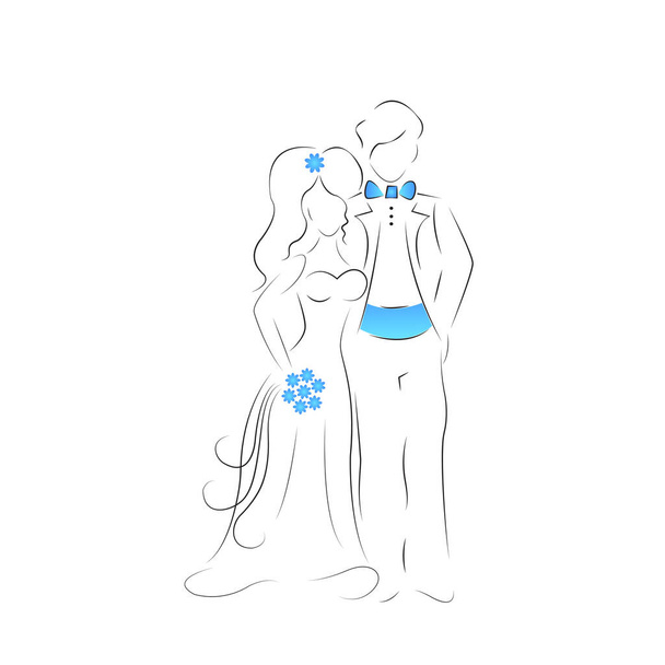 Novia y novio, ilustración vectorial de pareja enamorada
 - Vector, Imagen