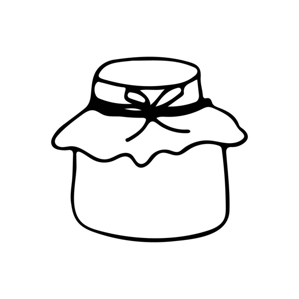 Doodle icono del frasco de yogur en vector. Icono de jogurt dibujado a mano en vector
 - Vector, Imagen