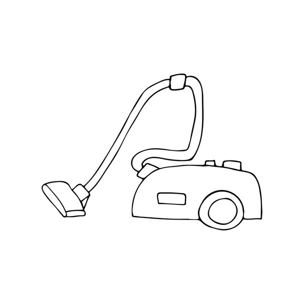 Doodle icono de la aspiradora en el vector aislado en blanco. Icono de aspiradora dibujada a mano en vector
 - Vector, Imagen