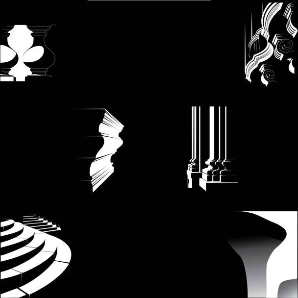 Εικονογράφηση διανυσματικών στοιχείων μιας στήλης βημάτων μπαρόκ αρχιτεκτονικής - Διάνυσμα, εικόνα