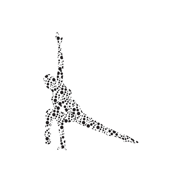 Silhouette egy lány csinál modern tánc, fitness, jóga, torna, zsinór, balett díszített minta fehér háttér. Vektorillusztráció - Vektor, kép