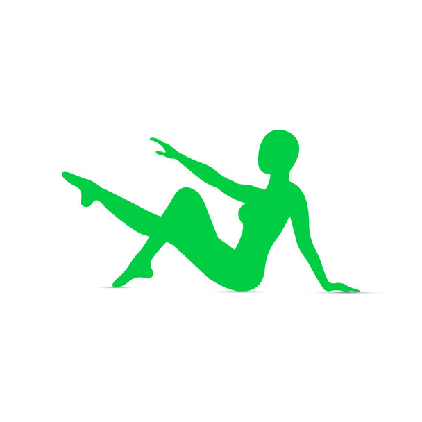 Silhouet van een meisje bezig met fitness, yoga, gymnastiek, ballet op een witte achtergrond. Vectorillustratie - Vector, afbeelding