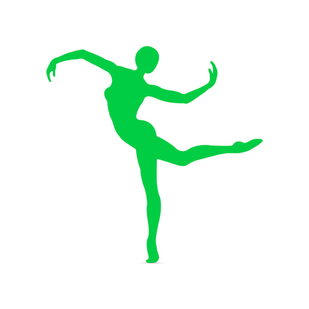 Sylwetka dziewczyny tańczącej, fitness, jogi, gimnastyki, baletu na białym tle. Ilustracja wektora - Wektor, obraz