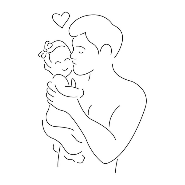 vector kunst van familie, vader met baby meisje  - Vector, afbeelding