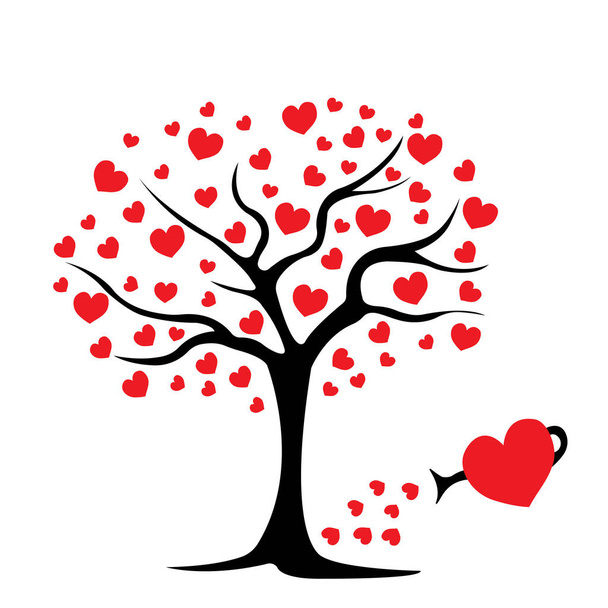 árbol con símbolo de amor sobre fondo blanco, árbol con corazones
  - Vector, Imagen