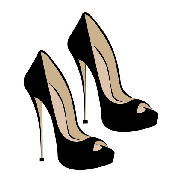illustration vectorielle de talons de chaussures noires féminines - Vecteur, image