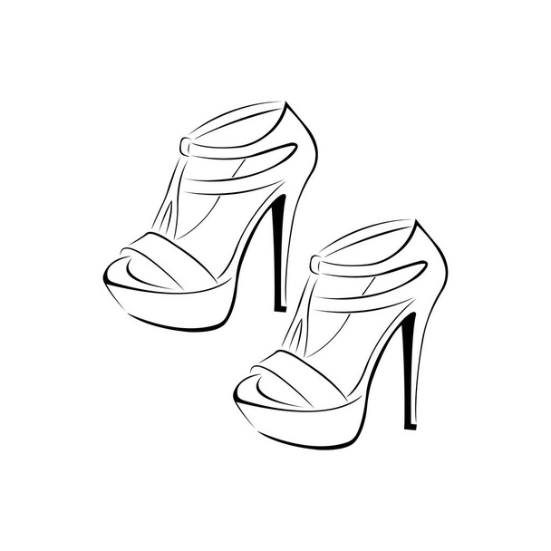 black white vector illustration of female shoes heels - Vetor, Imagem