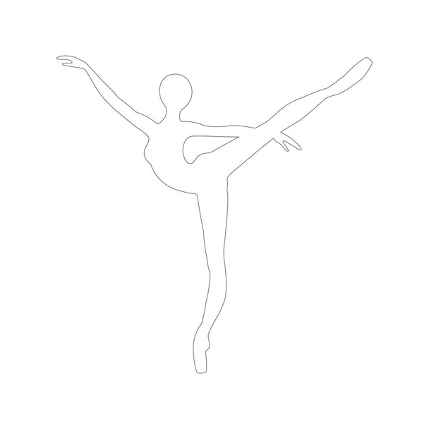 白い背景を背景にしたダンスのセッティングで、バレリーナのシルエットを輪郭を描きます。ベクターイラスト - ベクター画像
