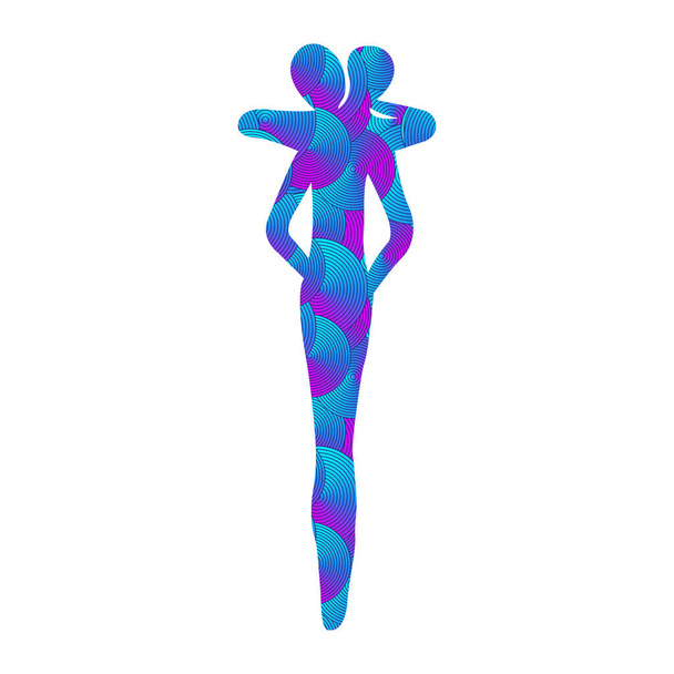 A figurine, a silhouette of people, athletes, gymnasts, ballerinas painted in a pattern. Vector illustration - Vector, Image