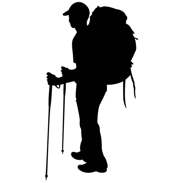 vector illustration of man hiker in adventure - Vector, Image