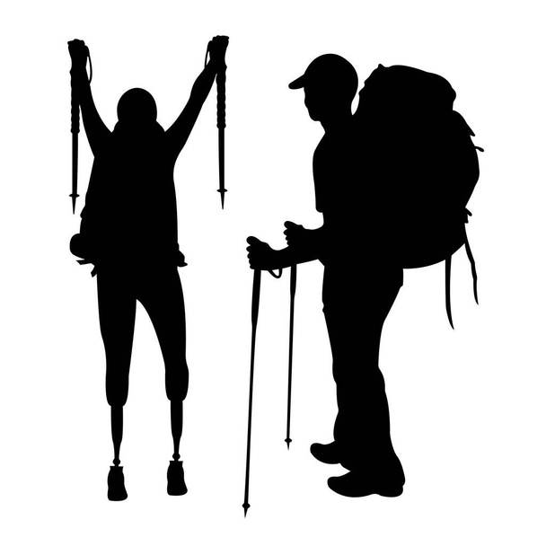set, vector silhouettes of sportive people - ベクター画像