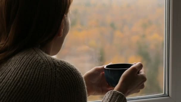 Женщина пьет чай у окна
 - Кадры, видео
