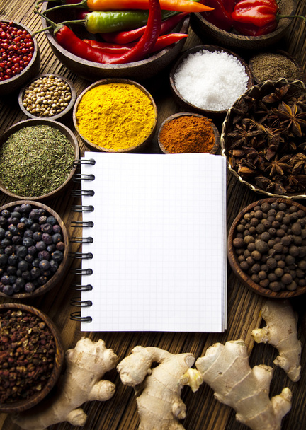 Cookbook and spices - Photo, Image