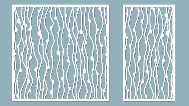 Vector illustration. Decorative panel lines, laser cutting. cut wooden panel. - Vector, Image