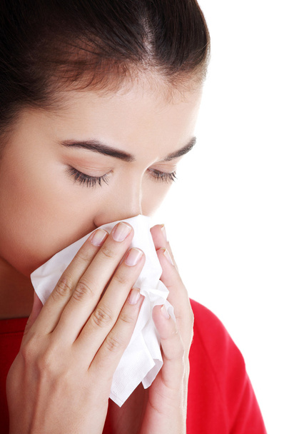 Teen woman with allergy or cold - Fotó, kép
