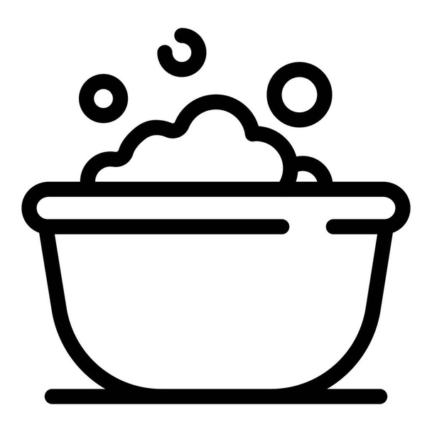 Bath with bubbles icon, outline style - Vector, Imagen