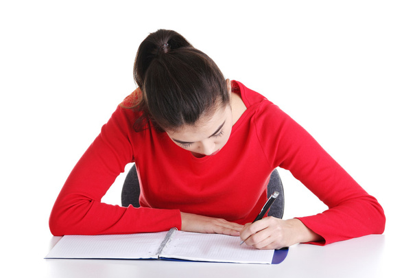 Adult student woman learnig at the desk - Φωτογραφία, εικόνα