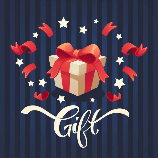 gift and present background with present box and lrttering composition - Vektor, obrázek