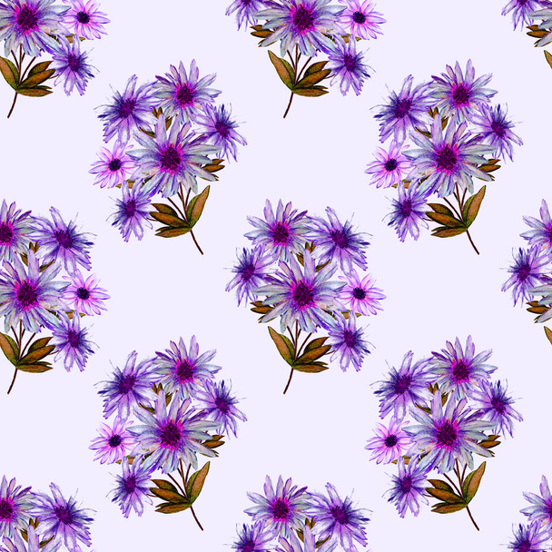 Motif floral sans couture avec de belles camomilles en fleurs. Impression fleur aquarelle. Carte de voeux d'été.  - Photo, image