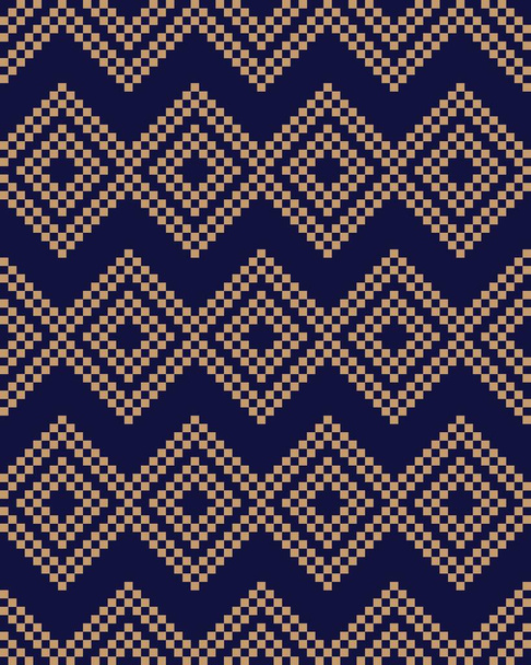Sininen Christmas Fair Isle kuvio tausta muoti tekstiilit, neuleet ja grafiikka - Vektori, kuva