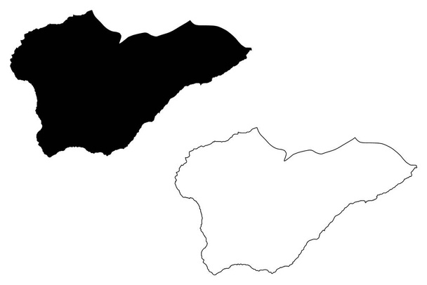 Porto Novo муниципалитет (Республика Кабо-Верде, Конселуш, Кабо-Верде, остров Санто-Антао, архипелаг) карта векторная иллюстрация, каракули эскиз Порто-Ново карта - Вектор,изображение